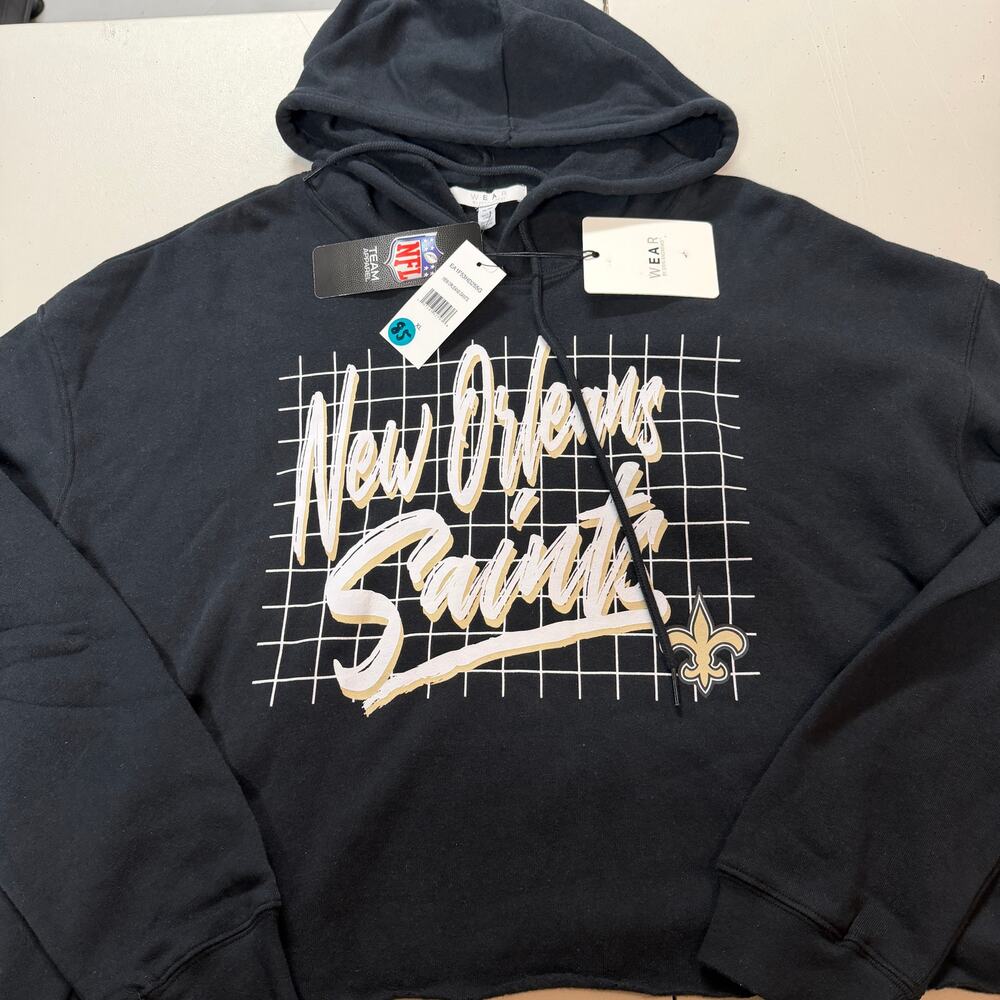 New Orleans Saints WEAR By Erin Andrews Lightweight Cropped Hoodie Women's XL